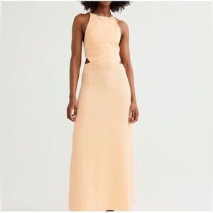 H & M Women's Light Coral Open Tie Cutout Back Midi Dress NWT L #2093